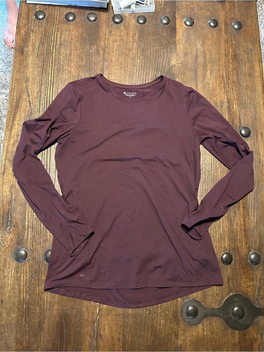 Athleta Long-Sleeve Crew Neck Top in Plum Wine